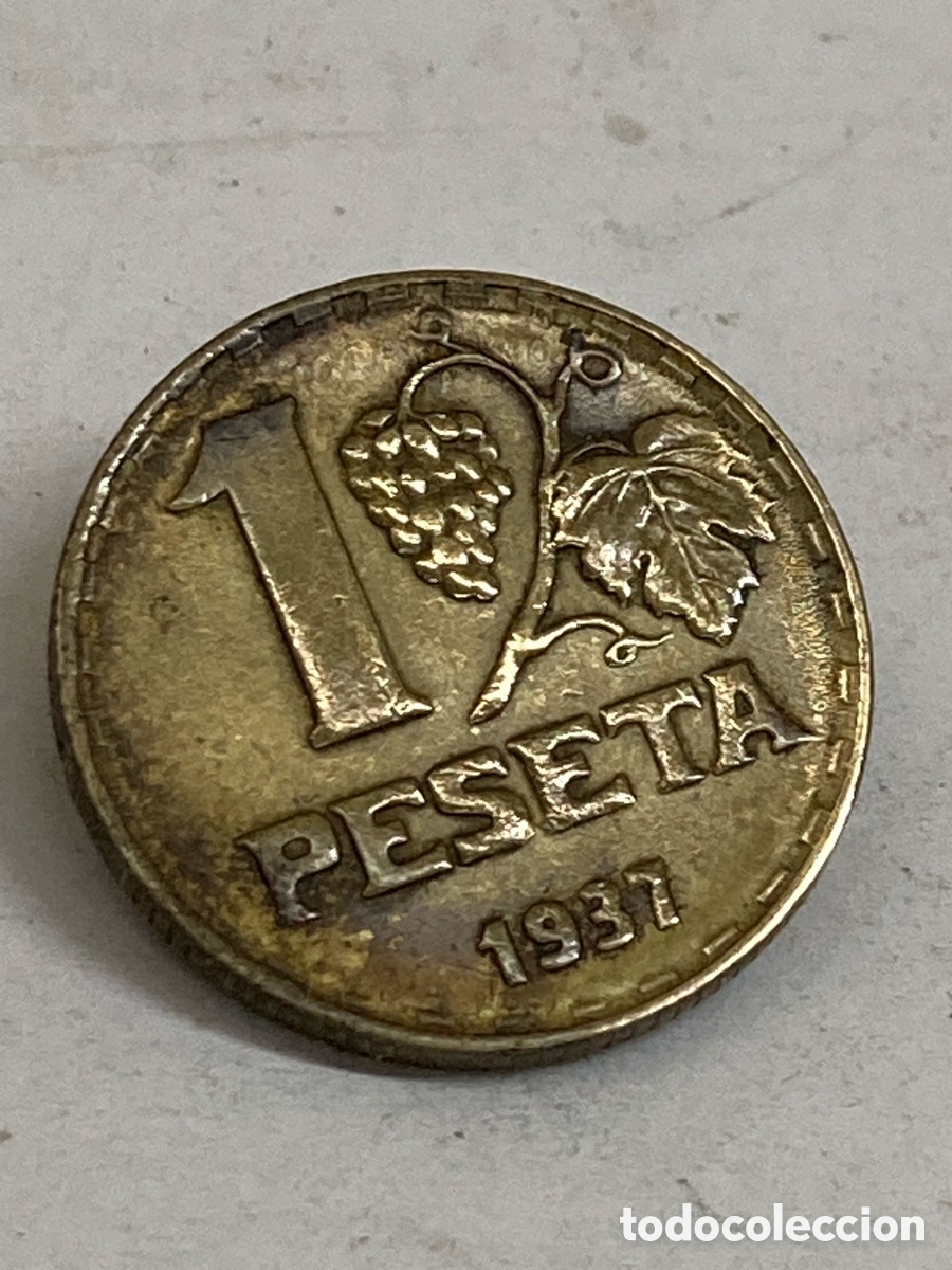 Monedas Rep&uacute;blica: Moneda de 1 peseta 1937 L23