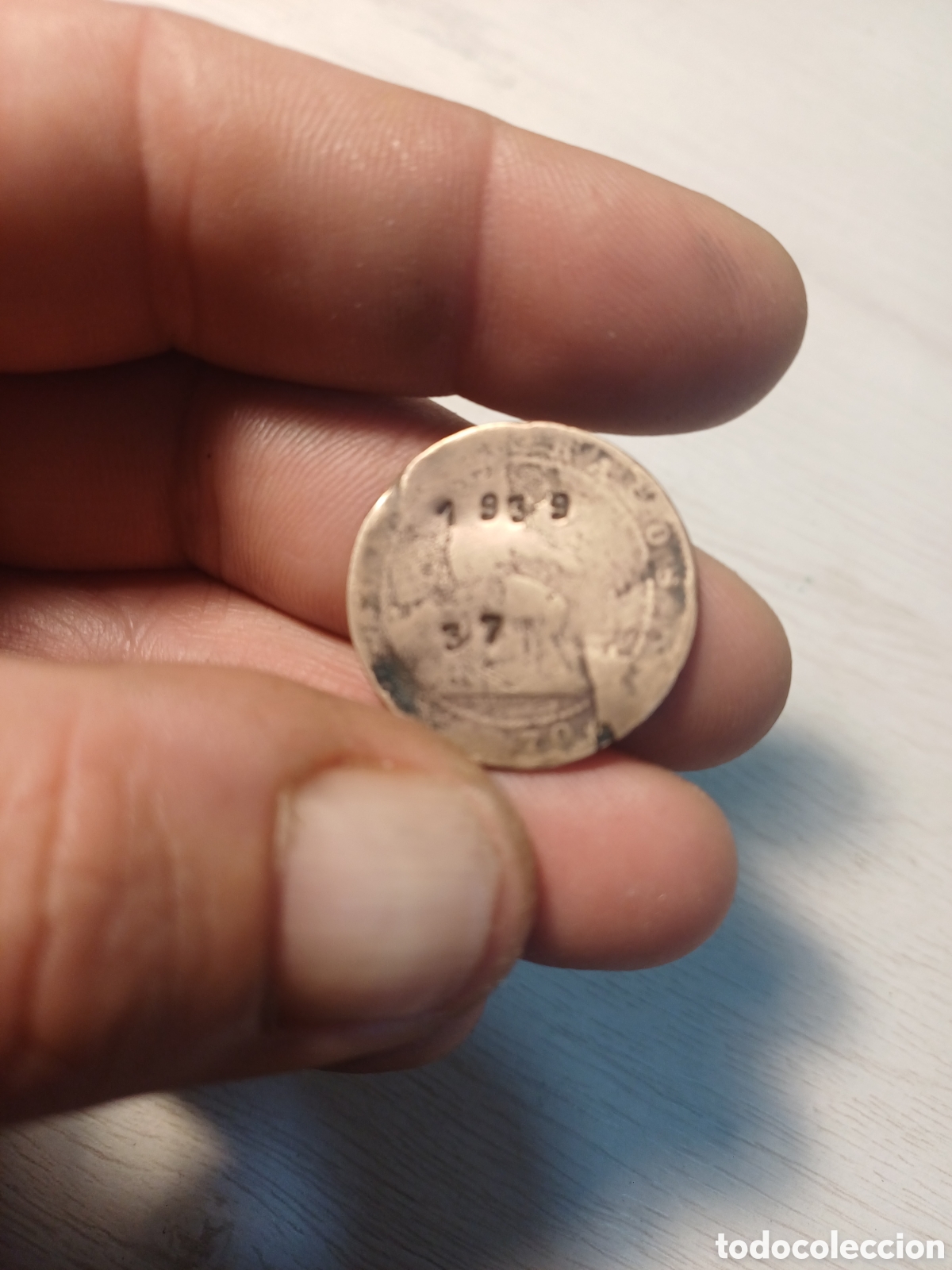 Monedas Rep&uacute;blica: MONEDA DE BRONCE RESELLADA O CONTRAMARCA GUERRA CIVIL