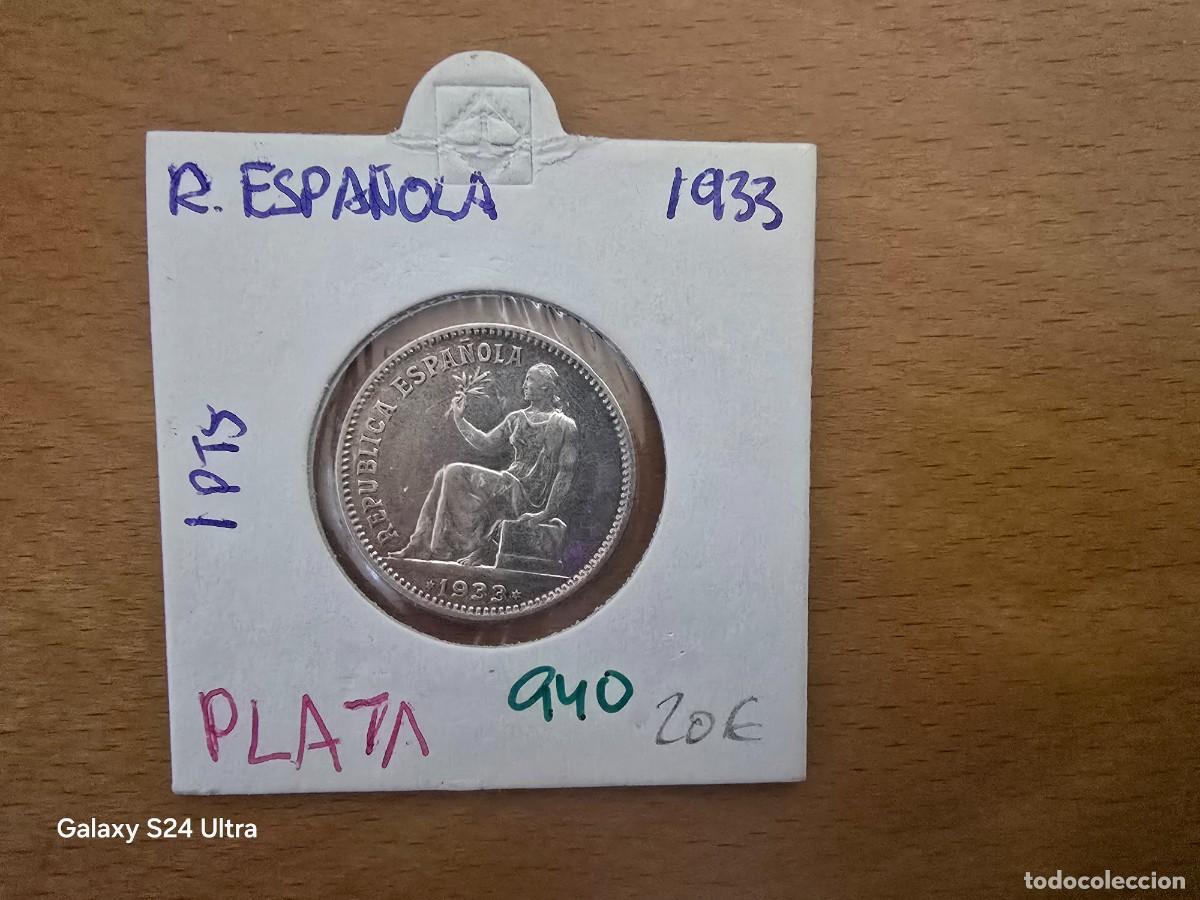 Monedas Rep&uacute;blica: 1 PESETA DE 1933..*3*4....DE PLATA...PRECIOSA.....LM.S3012....LA DE LAS FOTOS