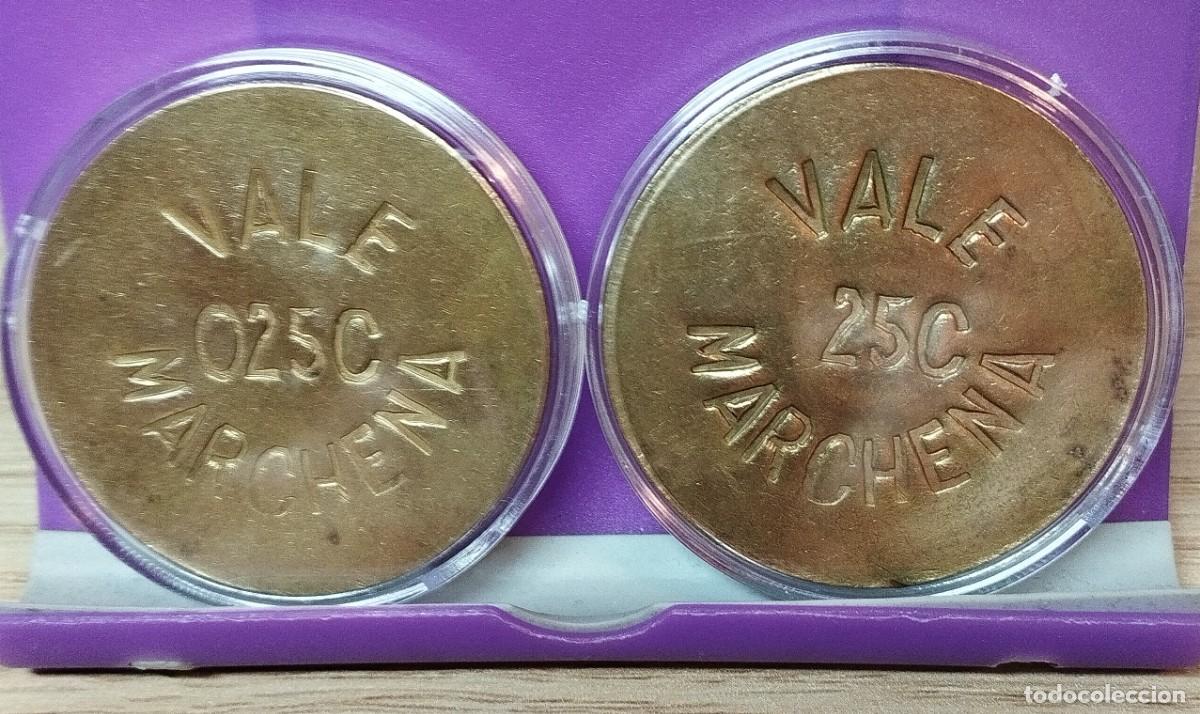 Monedas Rep&uacute;blica: Lote 25 c&eacute;ntimos 1936 Marchena