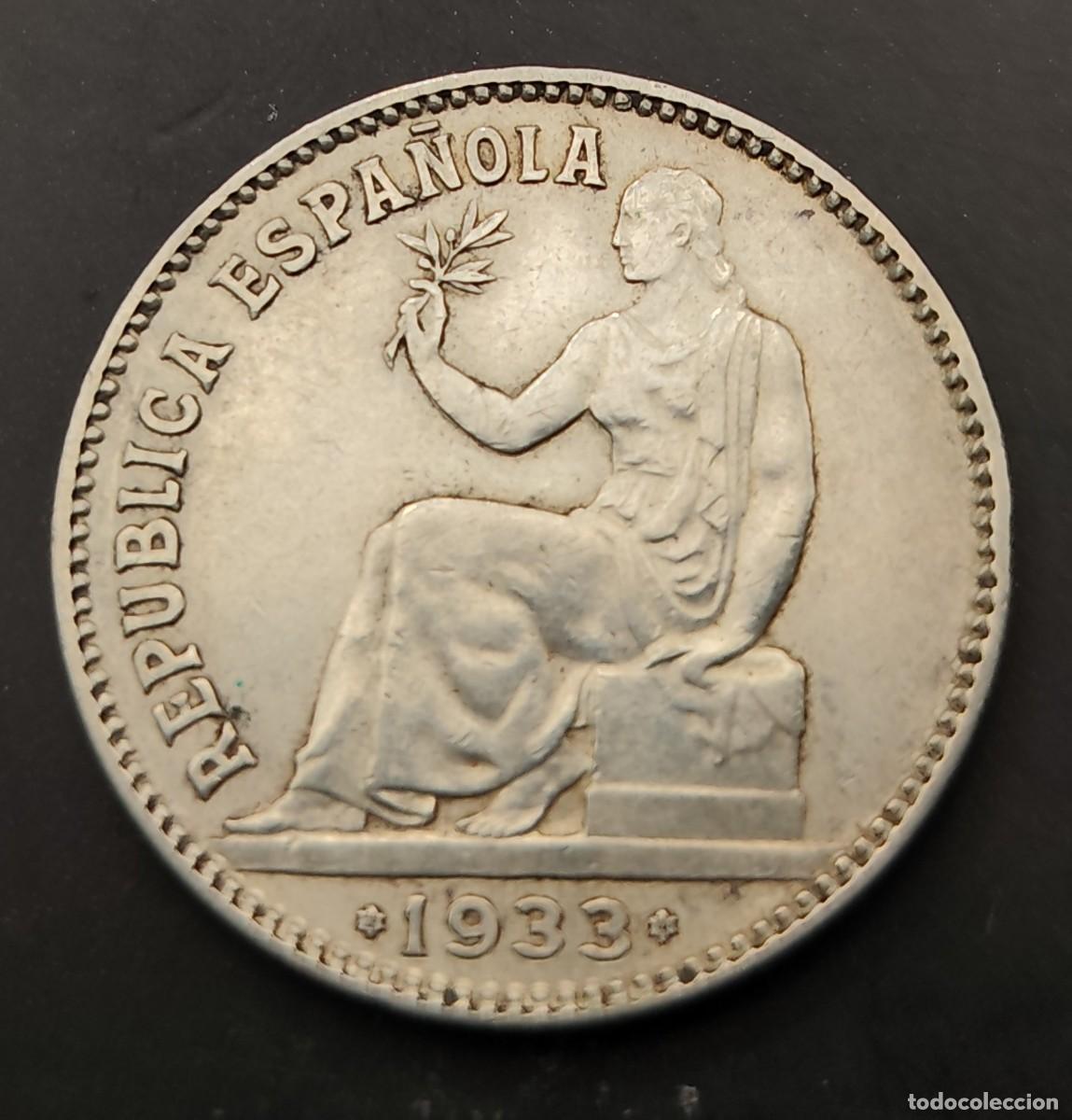 Monedas Rep&uacute;blica: ESPA&Ntilde;A A&Ntilde;O 1933 , 1 PTAS PLATA II REPUBLICA