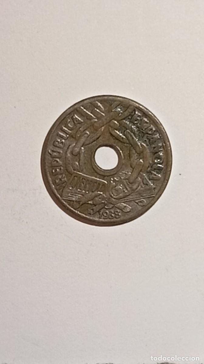 Monedas Rep&uacute;blica: ESPA&Ntilde;A - II REP&Uacute;BLICA. 25 C&eacute;ntimos 1938 (Cobre) - &rdquo;Moneda de la Cadena&rdquo;