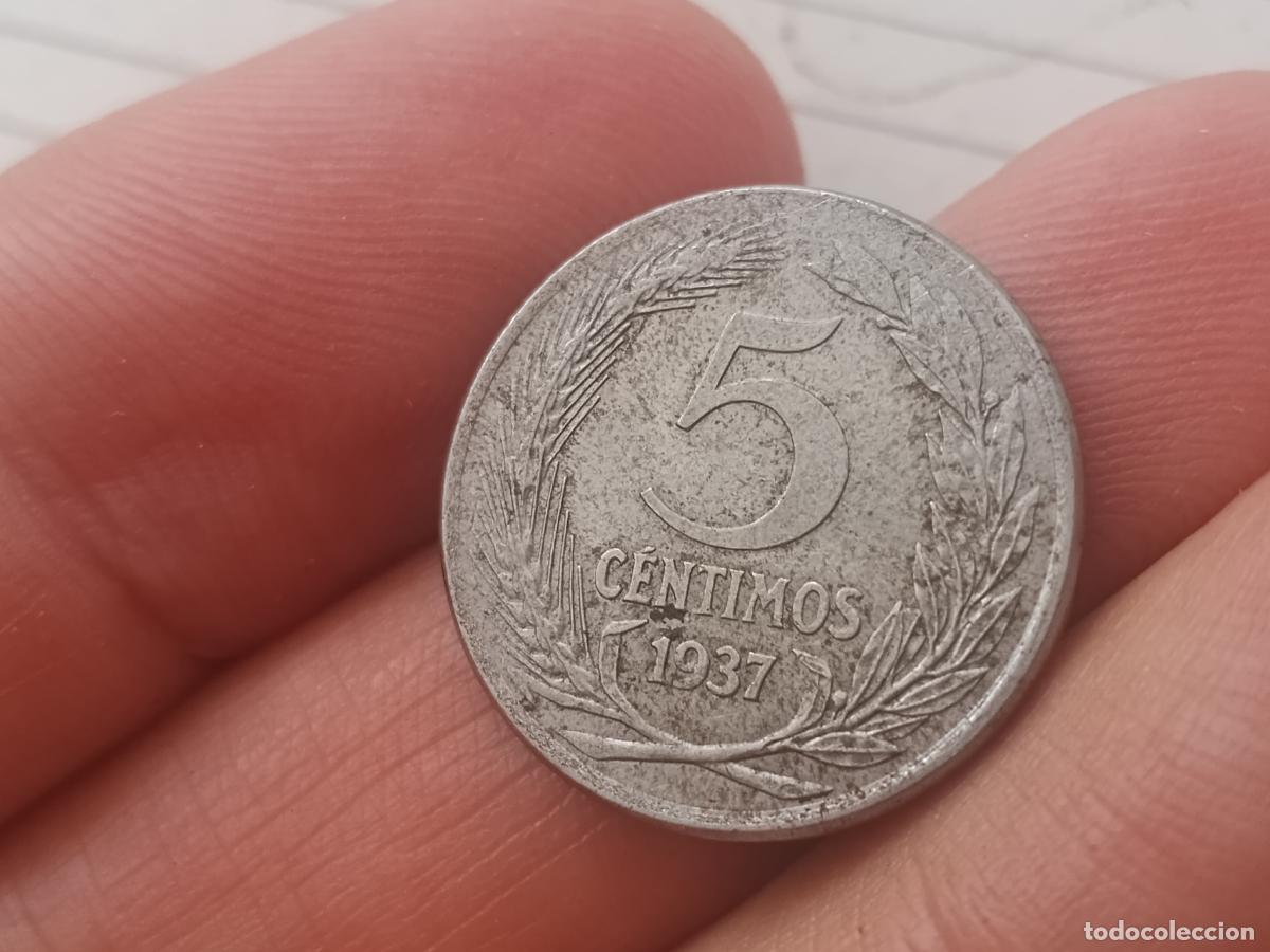 Monedas Rep&uacute;blica: Excelente 5 c&eacute;ntimos de 1937. Rep&uacute;blica Espa&ntilde;ola EBC