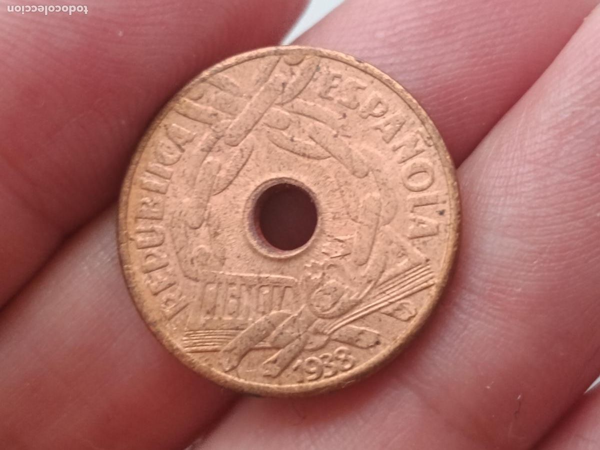Monedas Rep&uacute;blica: 25 c&eacute;ntimos de 1938 EBC - Foto 2