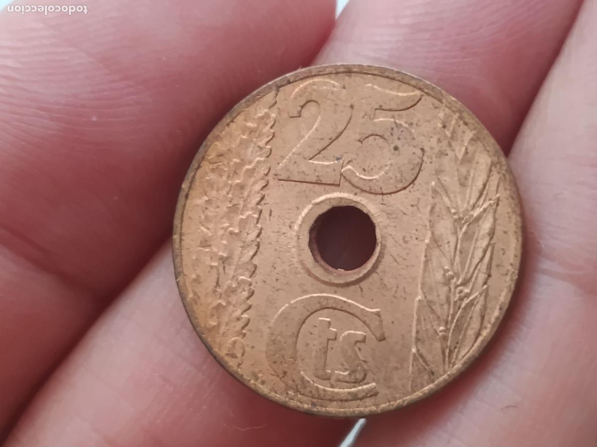 Monedas Rep&uacute;blica: 25 c&eacute;ntimos de 1938 EBC - Foto 1