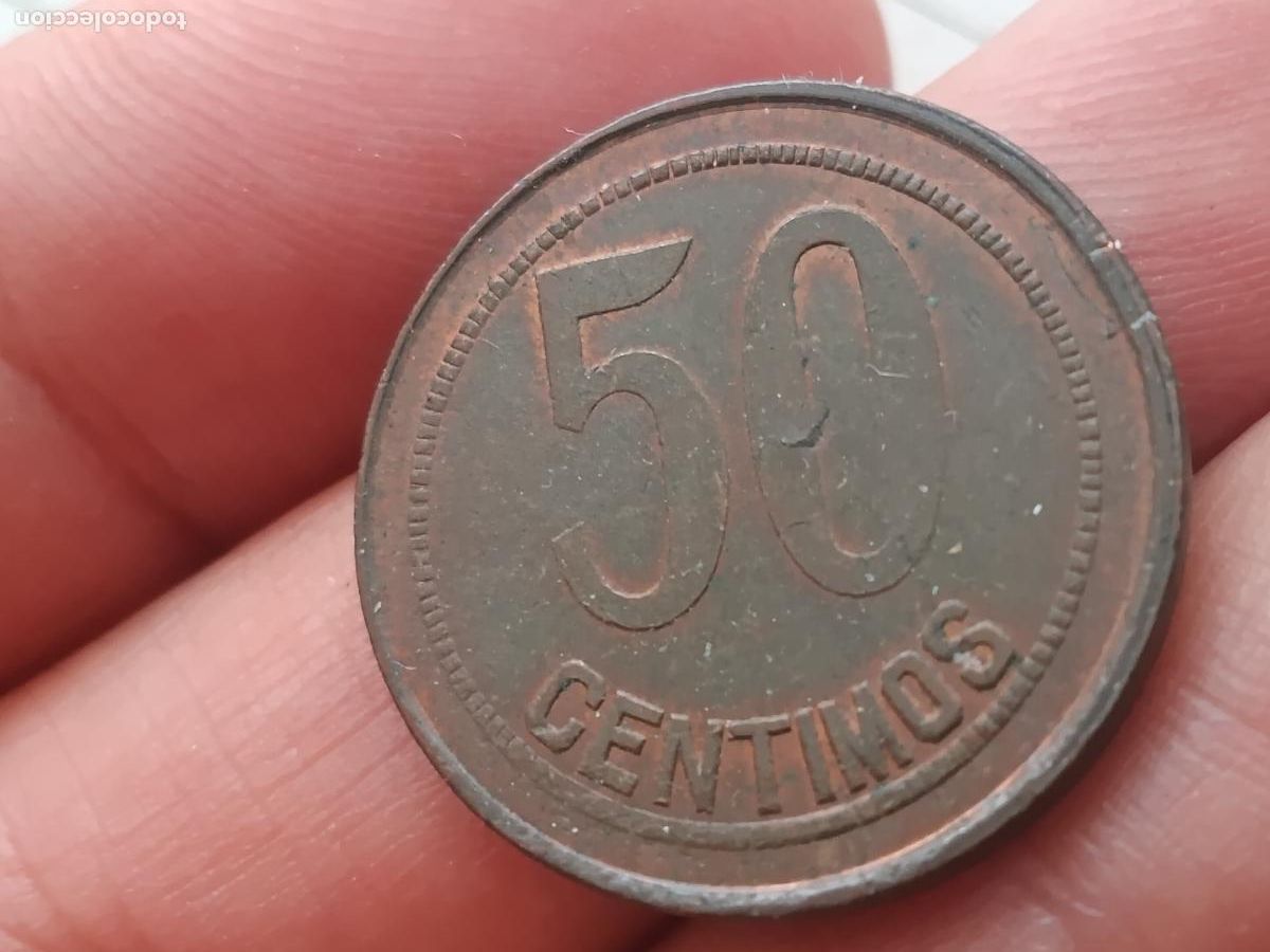 Monedas Rep&uacute;blica: 50 c&eacute;ntimos de 1937 II Rep&uacute;blica, variante ORLAS CUADRADAS, EBC-