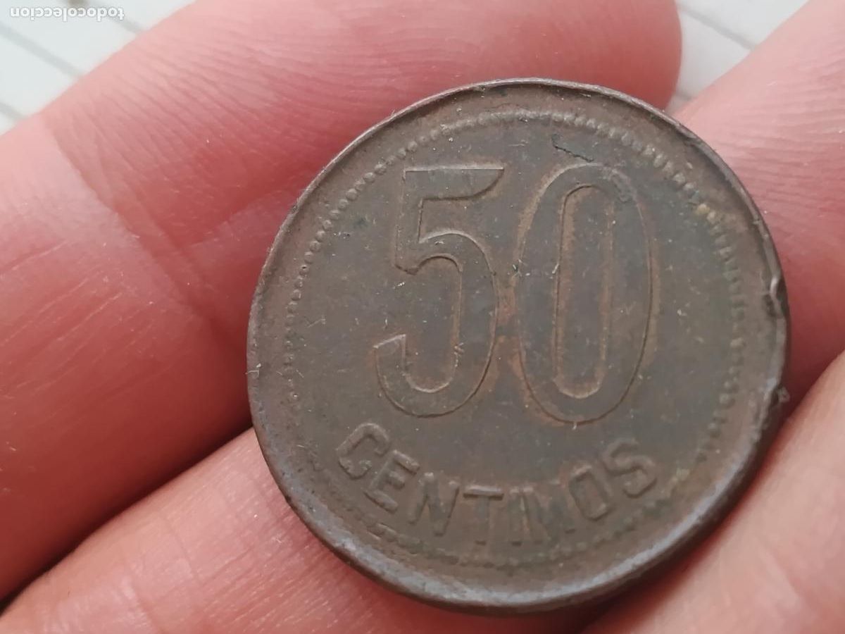 Monedas Rep&uacute;blica: 50 c&eacute;ntimos de 1937 II Rep&uacute;blica - Foto 2