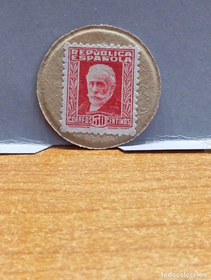 Monedas Rep&uacute;blica: N&ordm; 15 .SELLO MONEDA REPUBLICA. 30Cts. PABLO IGLESIAS