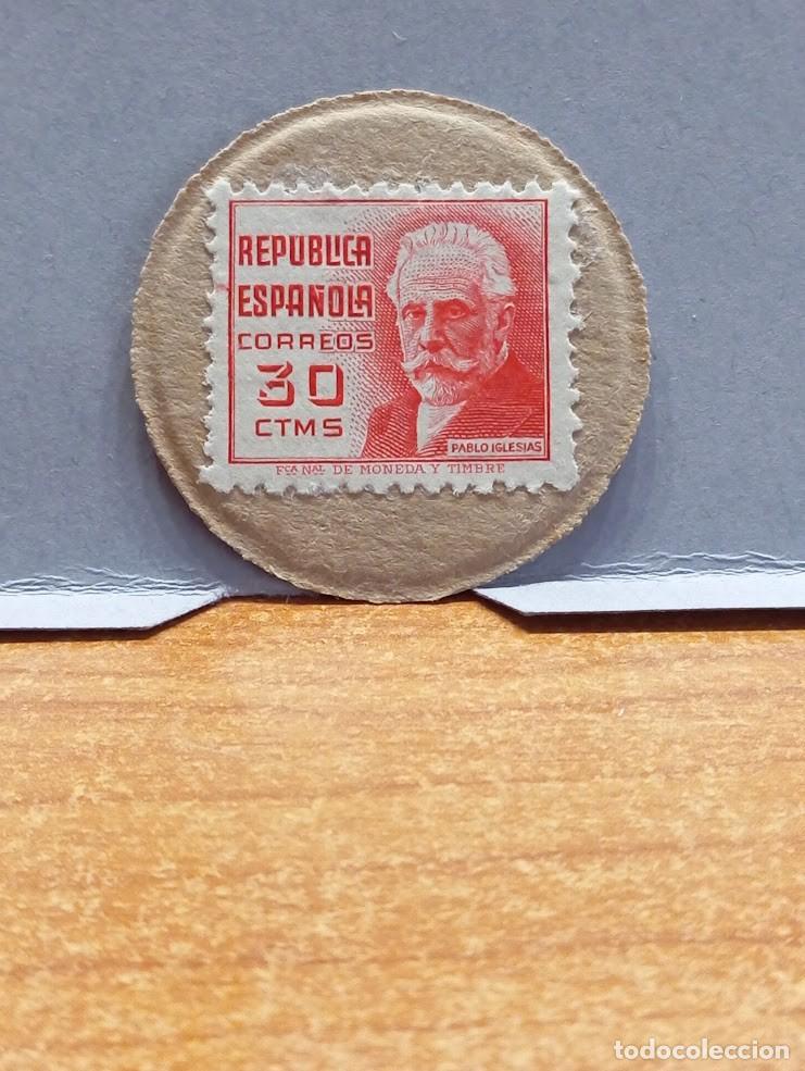 Monedas Rep&uacute;blica: N&ordm; 21 .SELLO MONEDA REPUBLICA. 30Cts. PABLO IGLESIAS