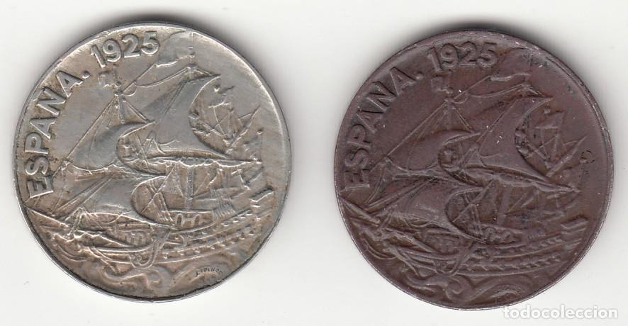 Monedas Rep&uacute;blica: ESPA&Ntilde;A - DOS MONEDAS DE 25 CENTIMOS DE 1925 - UNA DE NIQUEL Y OTRA VARIEDAD EN COBRE