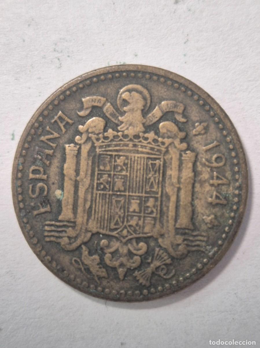 Monedas Rep&uacute;blica: Moeda 1 peseta 1944,sem face do Franco