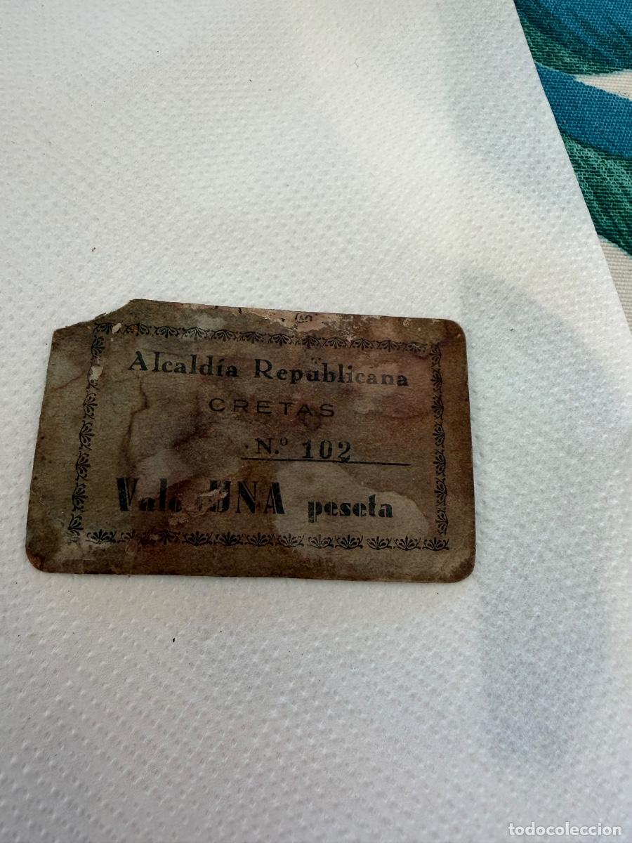 Monedas Rep&uacute;blica: Vale Alcald&iacute;a republicana Cretas una peseta