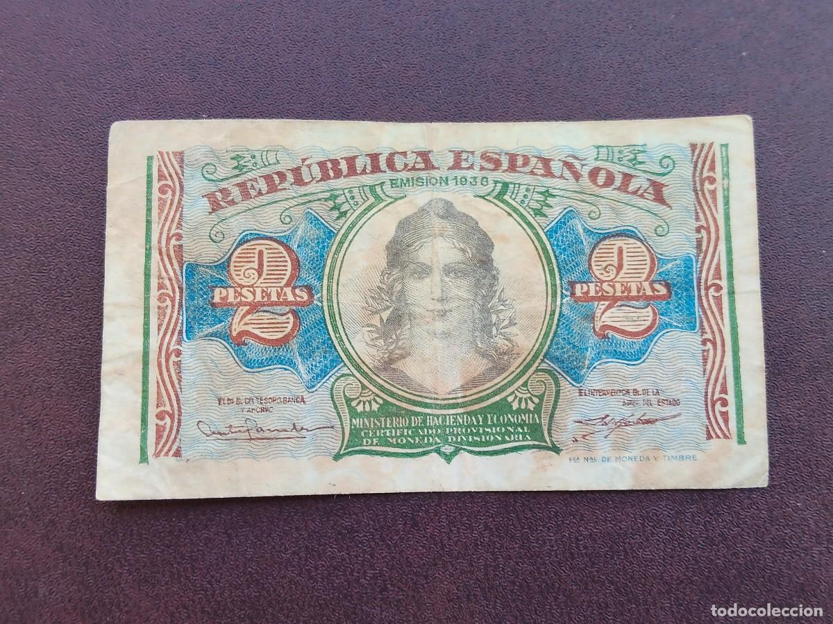 Monedas Rep&uacute;blica: BILLETE DE 2 PESETAS DE LA REPUBLICA DEL A&Ntilde;O 1938.ORIGINAL% CIRCULADO. ORIGINAL%