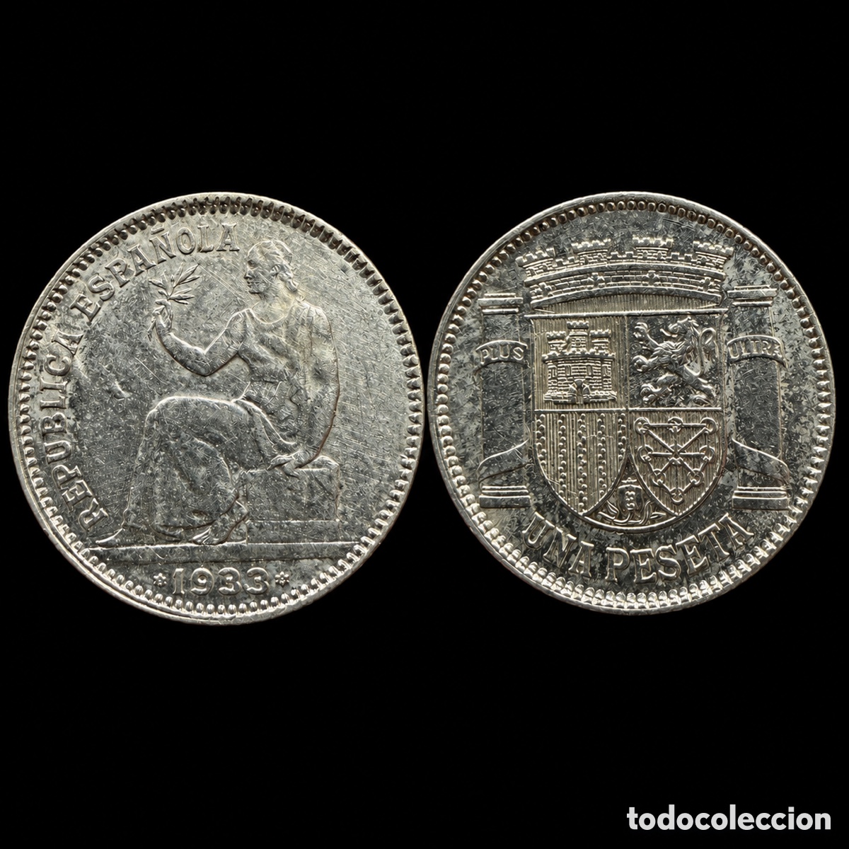 M&uuml;nzen der Zweiten Republik: 1 peseta. Segunda Rep&uacute;blica. 1933 *34