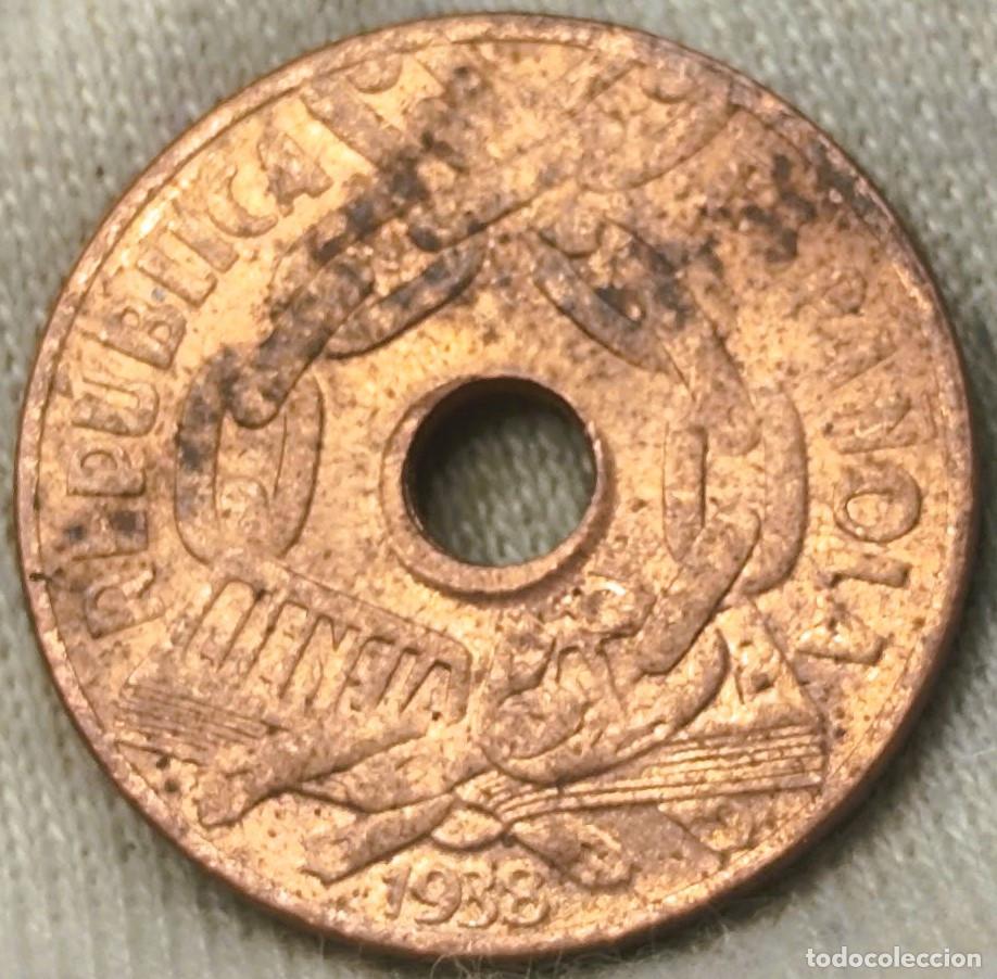 Moedas Rep&uacute;blica: Espa&ntilde;a. II Rep&uacute;blica 25 C&eacute;ntimos, 1938 Ciencia-Arte, Cadena Rota. S/C Lote 10007