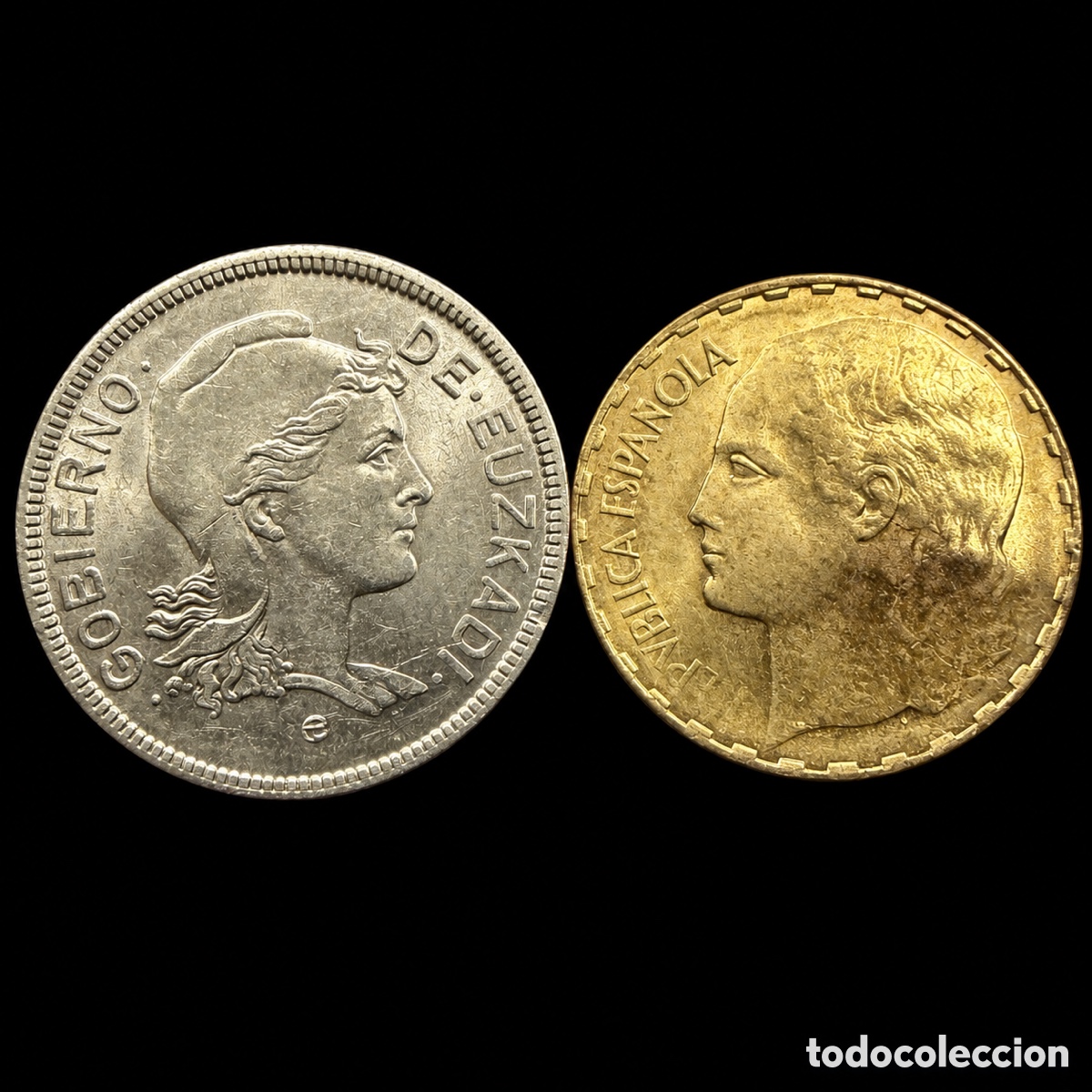 Monnaies R&eacute;publique: Lote 1 y 2 pesetas 1937