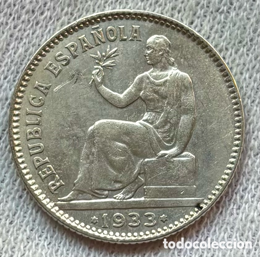 Monedas Rep&uacute;blica: Moneda PLATA 1 Peseta 1933 *(3-4) Rep&uacute;blica Espa&ntilde;ola