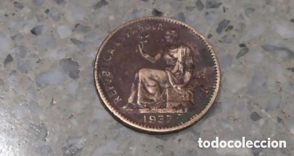 Monedas Rep&uacute;blica: Moneda de 50 centimos 1937 - Foto 2