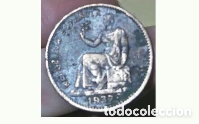 Monedas Rep&uacute;blica: Moneda de 50 centimos 1937 - Foto 3