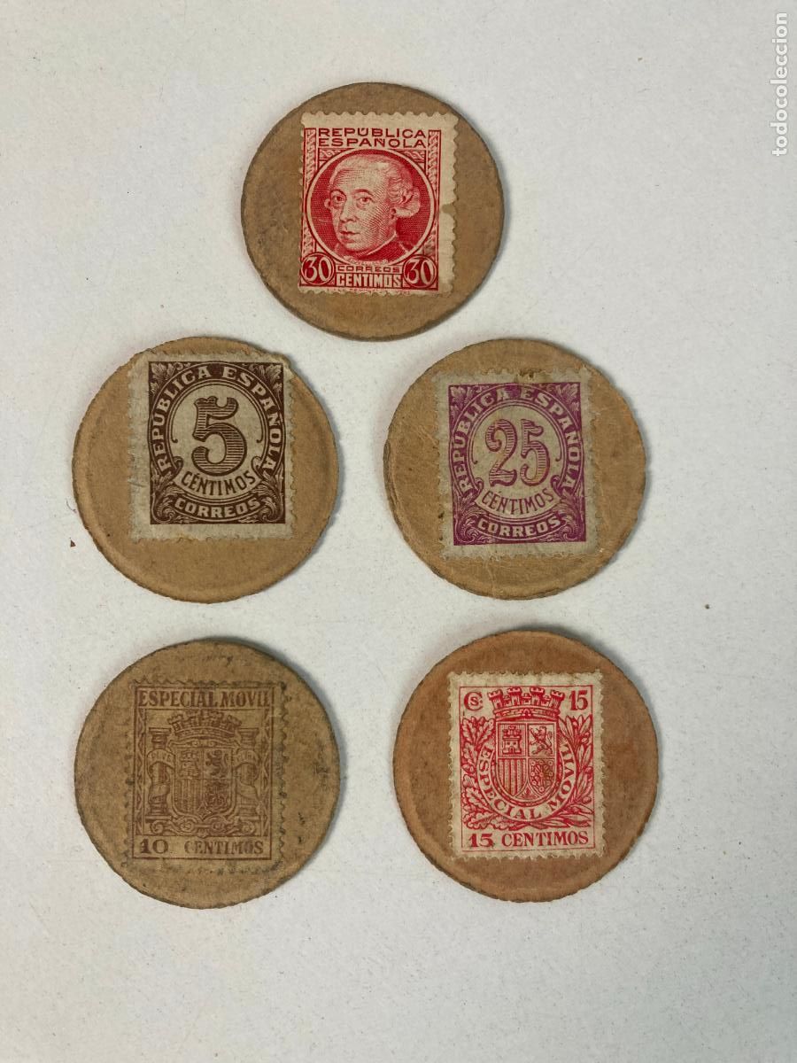Monedas Rep&uacute;blica: LOTE DE 5 SELLOS MONEDA DE LA REPUBLICA, TODOS DIFERENTES