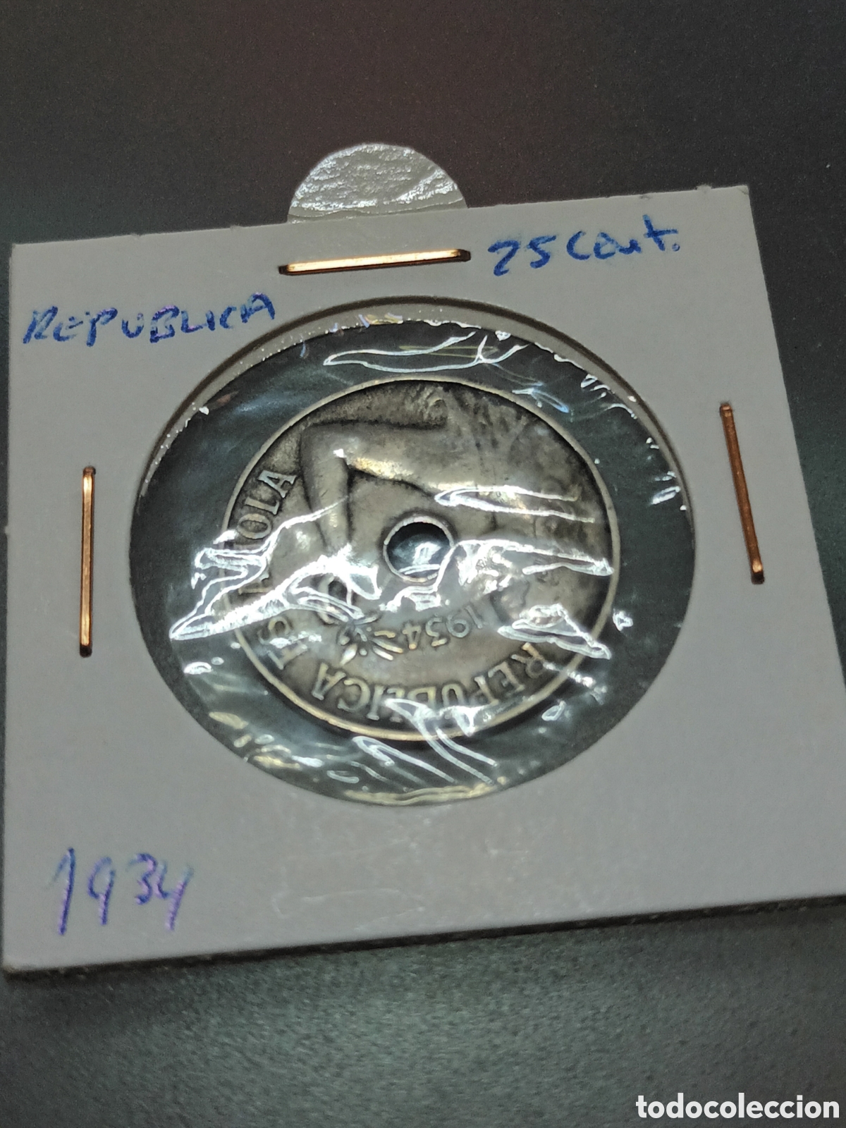 Monedas Rep&uacute;blica: 25 C&Eacute;NTIMOS DE 1934 REP&Uacute;BLICA - Foto 3