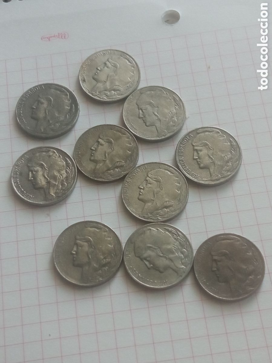 Monedas Rep&uacute;blica: Lote de 10 monedas de 5 c&eacute;ntimos de 1937, Rep&uacute;blica Espa&ntilde;ola