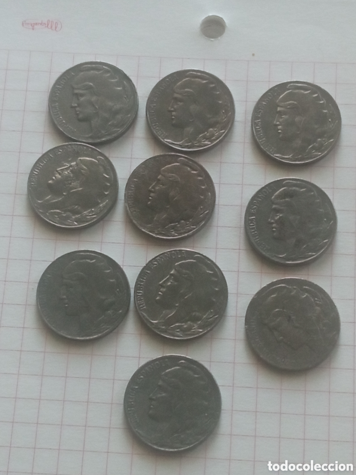 Monedas Rep&uacute;blica: 10 monedas de 5 c&eacute;ntimos de 1937, Rep&uacute;blica Espa&ntilde;ola, (2)