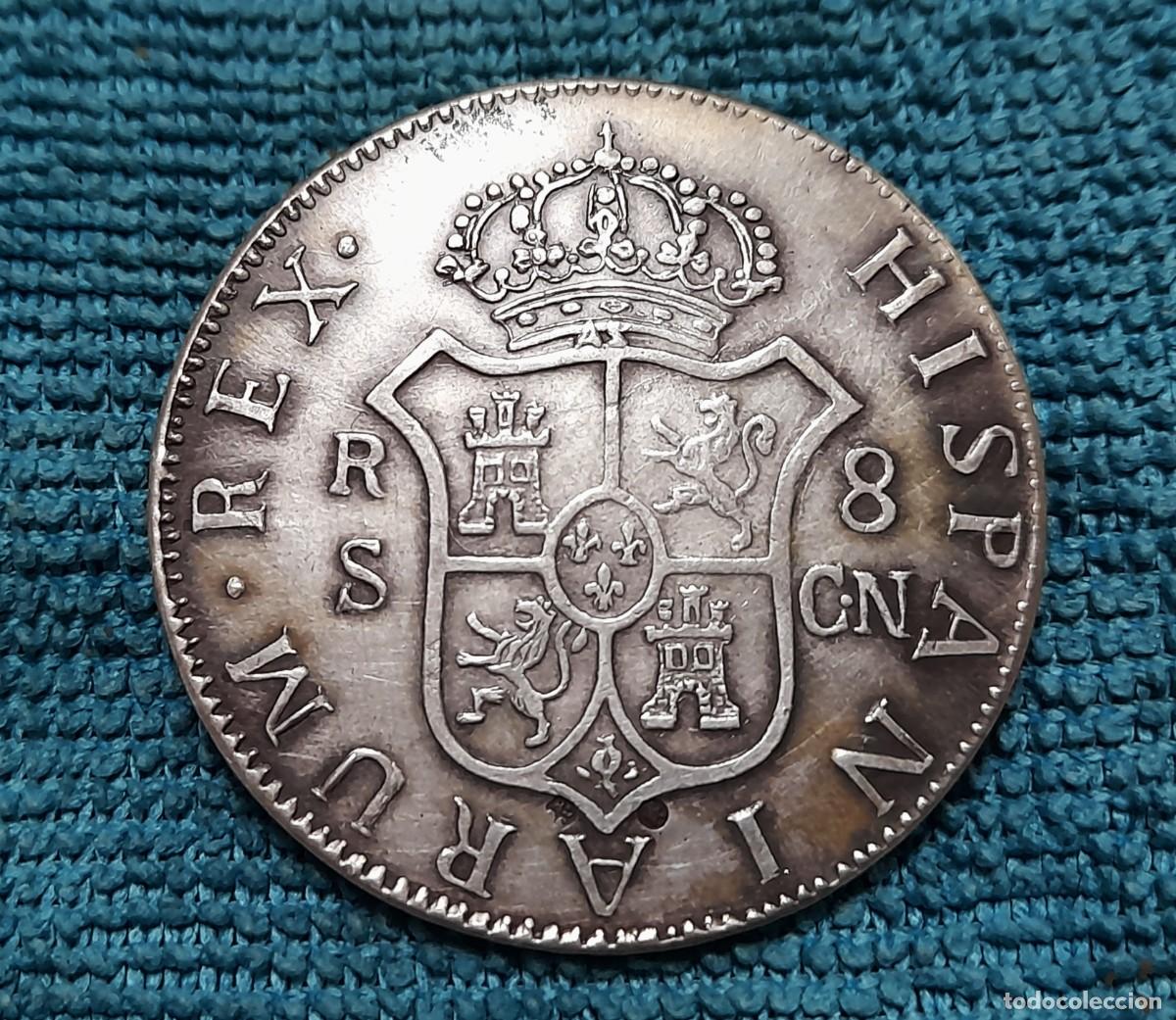 Monedas Rep&uacute;blica: Carlos IV, 8 Reales 1792, Sevilla. Falsa en PLATA 24,52 g.