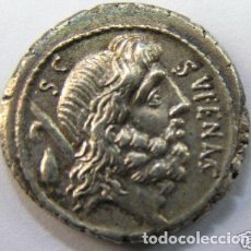 Monedas Roma República: PRECIOSO DENARIO REPÚBLICA ROMANA FAMILIA NONIA M NONIUS SUFENAS - SATURNO A DERECHA 63 AC. Lote 245979730