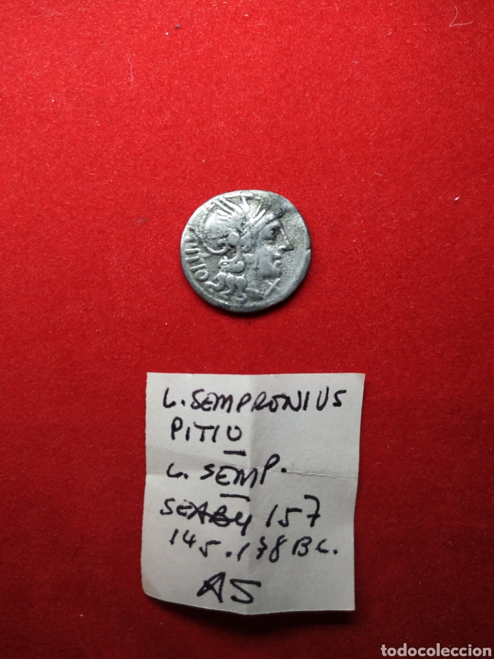 Monedas Roma Rep&uacute;blica: Denario Sempronius Pitio - Foto 1