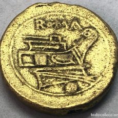 Monedas Roma República: RÉPLICA MONEDA 215-212 A.C. UNCIA. REPÚBLICA DE ROMA. RARA. DIOSA ROMA CON CASCO ÁTICO. BARCO GALERA