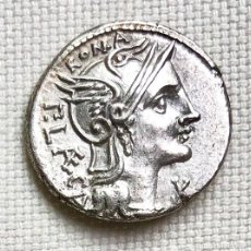 Monedas Roma República: BONITO DENARIO FAMILIA PORCIA - P. PORCIUS LAECA AÑO 110-109 ANTES DE CRISTO
