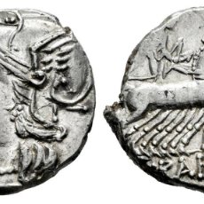 Monedas Roma República: DENARIO MARCIUS BAEBIUS. 137 A.C. RESTOS DE BRILLO ORIGINAL