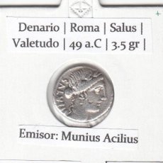 Monedas Roma República: CRE2612 MONEDA ROMANA DENARIO ROMA SALUS VALETUDO 49 A.C