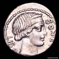 Monedas Roma República: L. SCRIBONIUS LIBO. DENARIO. 62 A.C. PUTEAL SCRIBONIANUM / MARTILLO