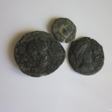 Monedas Roma República: 3 IBERORROMANAS: 2 SEMIS Y CUADRANTE. CASTELE, OBULCO Y CARISA.