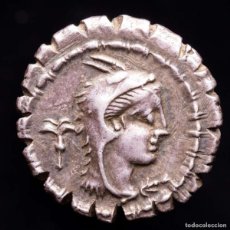 Monedas Roma República: L. PAPIUS DENARIO, ROMA 79 AC. JUNO GRIFFIN (FLOR DE LOTO / AMAPOLA)