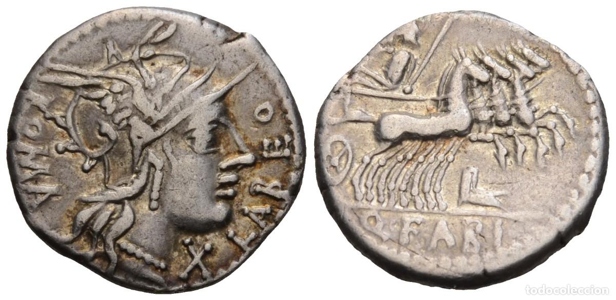 Monedas Roma Rep&uacute;blica: SC-Republica Romana. Gens Fabia, Denario. Roma. 124 a.C. Plata 3,92 g