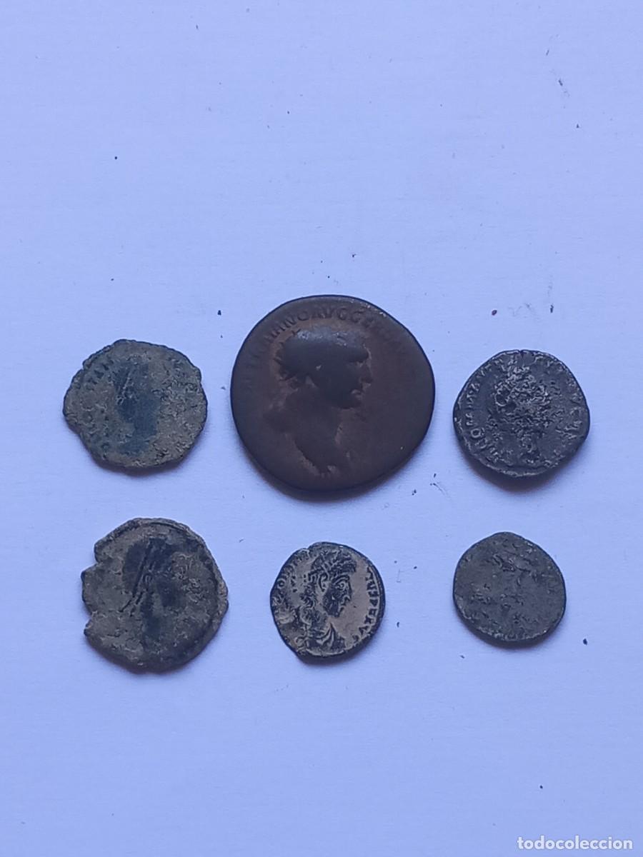 Monedas Roma Rep&uacute;blica: Lote n&uacute;mero 6 de 6 monedas romanas para limpiar y expertizar. Incluye dentario de plata