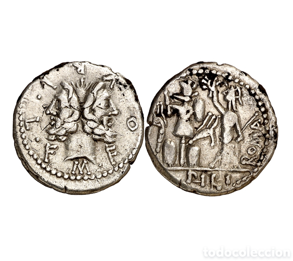Monedas Roma Rep&uacute;blica: Denario Republica Jano. Gens Furia 119 a.C