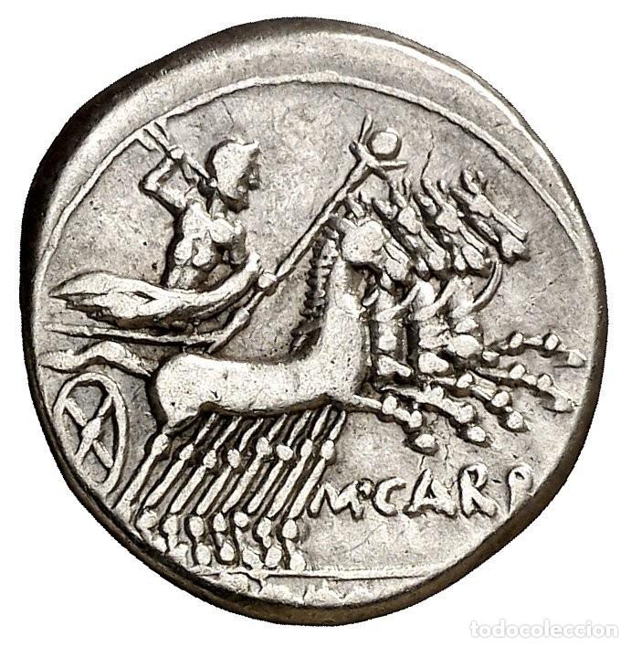 Monedas Roma Rep&uacute;blica: SC-Republica Romana. Gens Papiria. Denario, Roma. 122 a.C. MBC+/VF+ Plata 3,86 g
