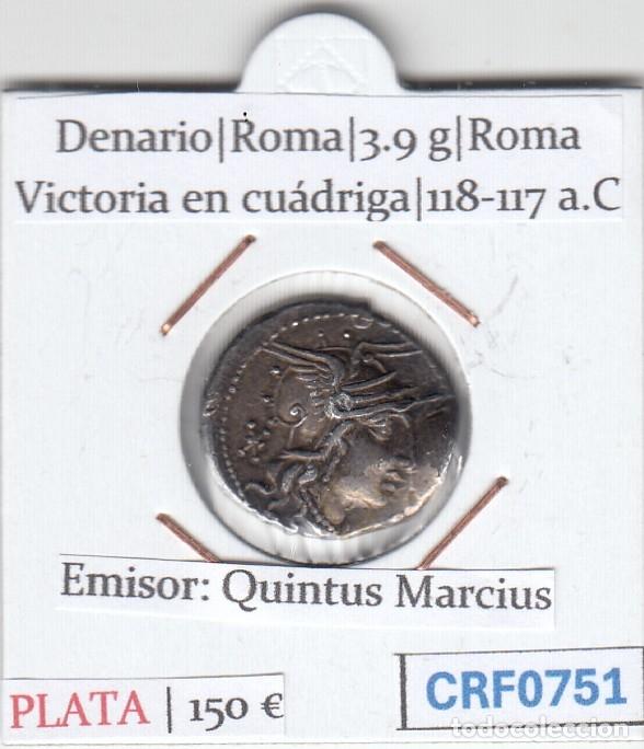 Monedas Roma Rep&uacute;blica: CRF0751 MONEDA ROMANA DENARIO ROMA ROMA VICTORIA EN CUADRIGA QUINTUS MARCIUS