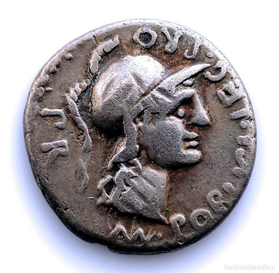 Monedas Roma Rep&uacute;blica: SC-Roma. Sexto Pompeyo. Denarius Hispania 46-45 a.C. Plata 3,84 g. RARA