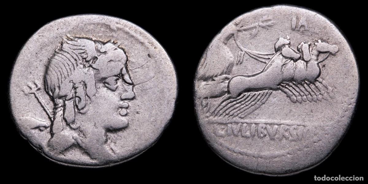 Monedas Roma Rep&uacute;blica: Roman Republic Denarius, L. Julius Bursio (85 b.C.) - 19 mm / 3,75 gr.