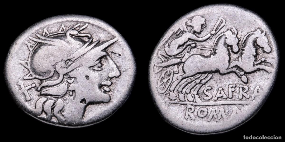 Monedas Roma Rep&uacute;blica: Roman Republican Denarius, Spurius Afranus (150 b.C.) Countermark - 19 mm / 3,49 gr.