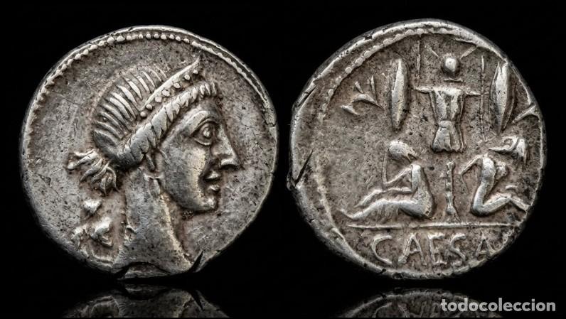 Monedas Roma Rep&uacute;blica: Denario Julio C&eacute;sar 46 a.C-45 a.C Crawford 468/1