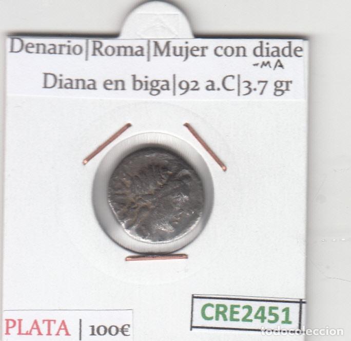 Monedas Roma Rep&uacute;blica: CRE2451 MONEDA REPUBLICA ROMANA DENARIO PLATA VER DESCRIPCION EN FOTO