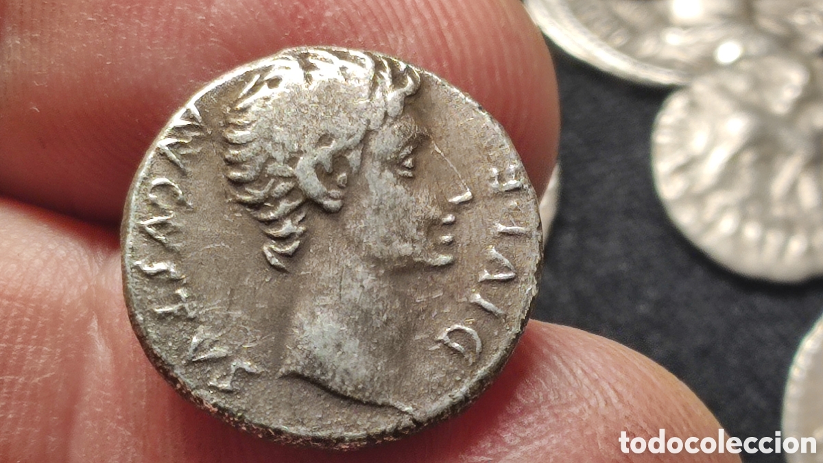 Monedas Roma Rep&uacute;blica: DENARIO AUGUSTO APOLO