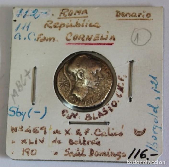 Monedas Roma Rep&uacute;blica: DENARIO de PLATA FAMILIA CORNELIA 112 a -111 AC, ceca Roma