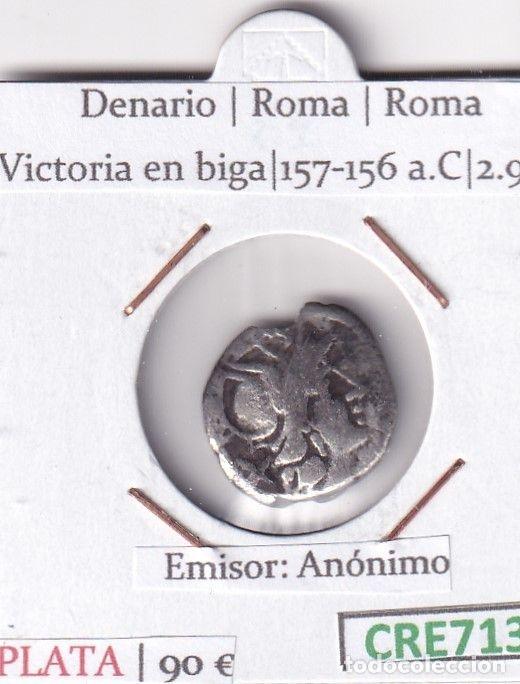 Monnaies Rome R&eacute;publique: CRE7132 MONEDA DENARIO ROMA 157-156 A.C ANONIMO (DESCRIP. EN FOTOS)